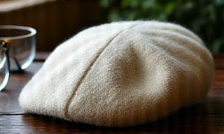 The Artisan Beret in cream wool.